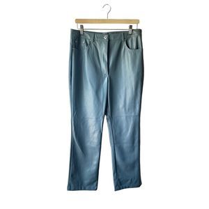 7 for All Mankind Faux Leather Blue Pants Size L NWT